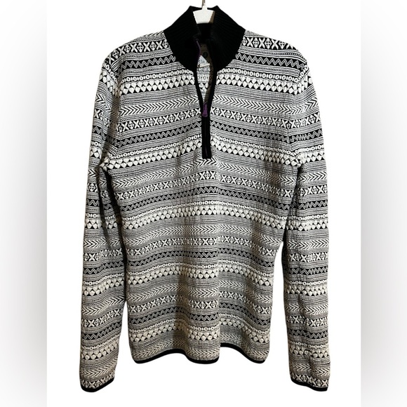 Title Nine Tops - Title Nine Black and White Long Sleeve Quarter Zip Wool Blend Pullover Top Large